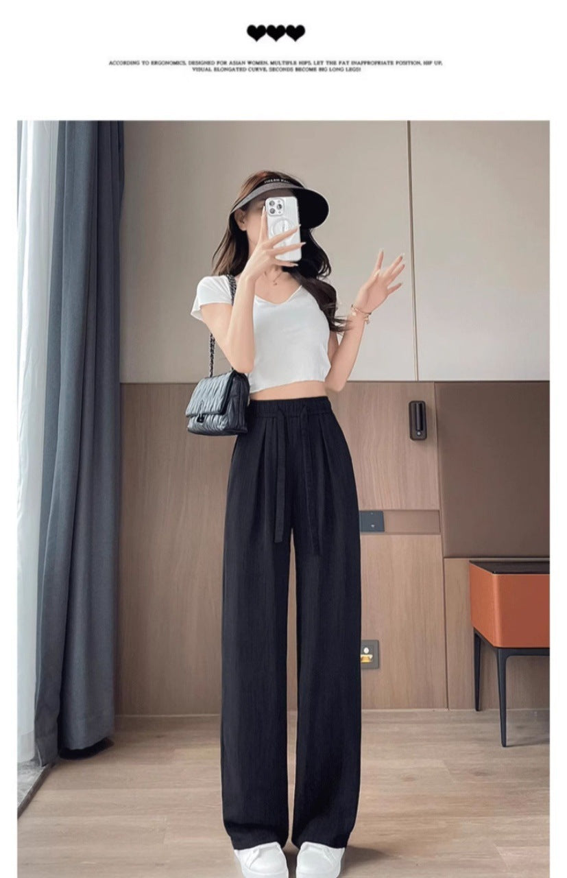 Breathable Anti-Mosquito Pants Yamamoto Pants Women's Thin High-Waist Casual Spring and Autumn Lazy Style Wide-Leg Pants Straight Pants