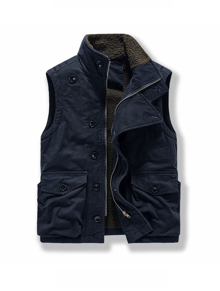 Cross-border Winter New Workwear Vest Men's Cotton-padded Jacket Amazon Cotton-padded Jacket Loose Cotton-padded Jacket Washer Jacket fleece-lined Cotton-padded Jacket