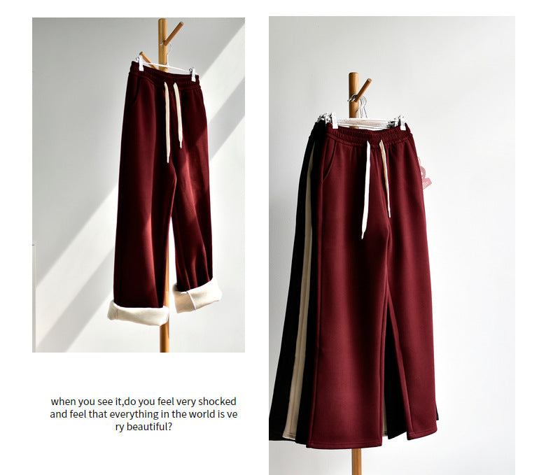 【Double Warm Wool Pants】Women's New Style Draped Wool Silk Soft and Smooth Winter Slimming Wide-Leg Casual Long Pants for Women