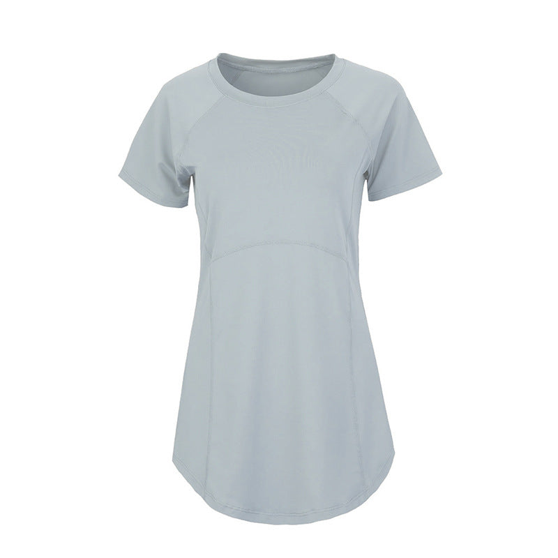 Yoga Clothing Short-sleeved Summer New Mid-length Hip Covering Slimming Quick-drying Top Breathable Fitness Sports T-shirt Women's Thin