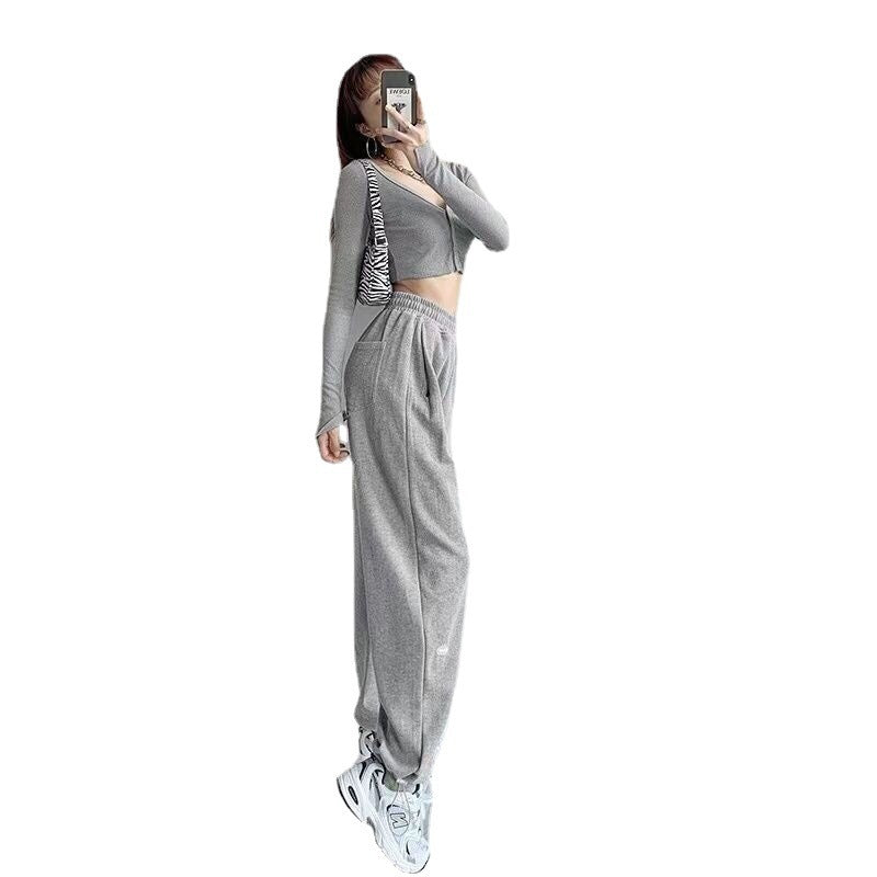 2024 Spring and Summer Thin High Waist American Letter Loose Sports Pants Women's Casual Foot Pants Sweatpants Women's Wholesale