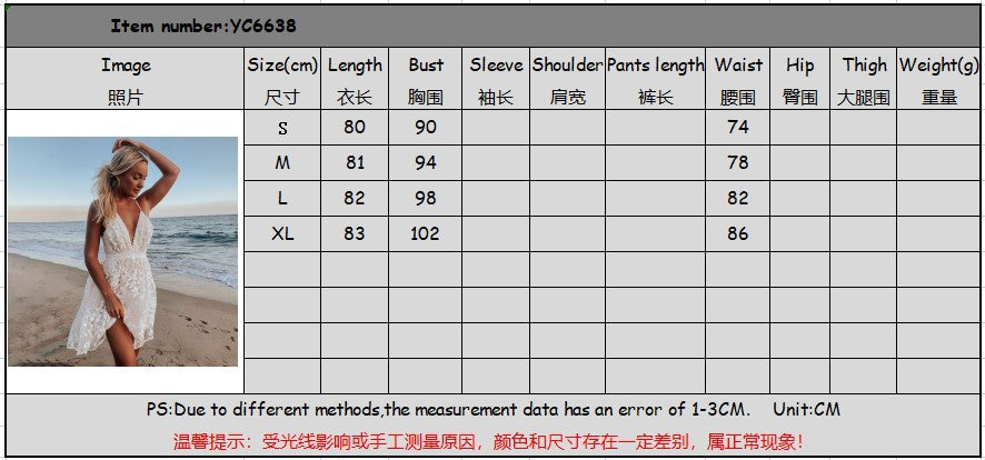 Cross-Border 2023 Summer New European and American Sexy Deep V Neck Backless Suspender Dress Amazon Lace Beach Dress
