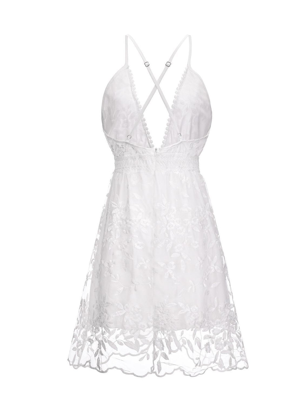 Cross-Border 2023 Summer New European and American Sexy Deep V Neck Backless Suspender Dress Amazon Lace Beach Dress