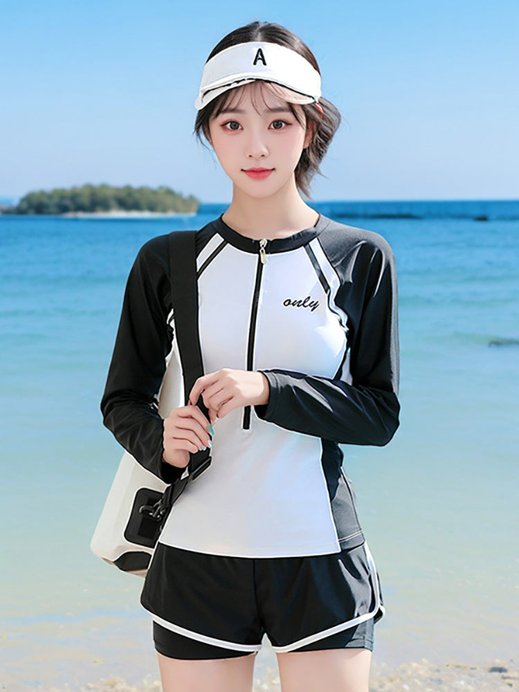 Sports Style Swimsuit Female Split Student Conservative Belly-Covering Slimming Look Boxer Briefs Large Size Summer Hot Spring 2025 New Style