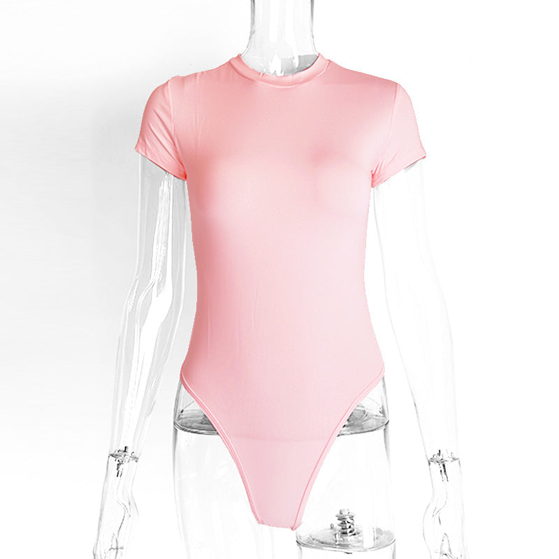 2025 summer new casual women's clothing Europe and the United States cross-border short sleeve jumpsuit foreign trade tight jumpsuit bodysuit