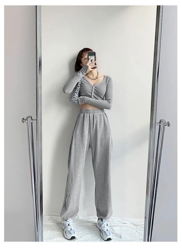 2024 Spring and Summer Thin High Waist American Letter Loose Sports Pants Women's Casual Foot Pants Sweatpants Women's Wholesale