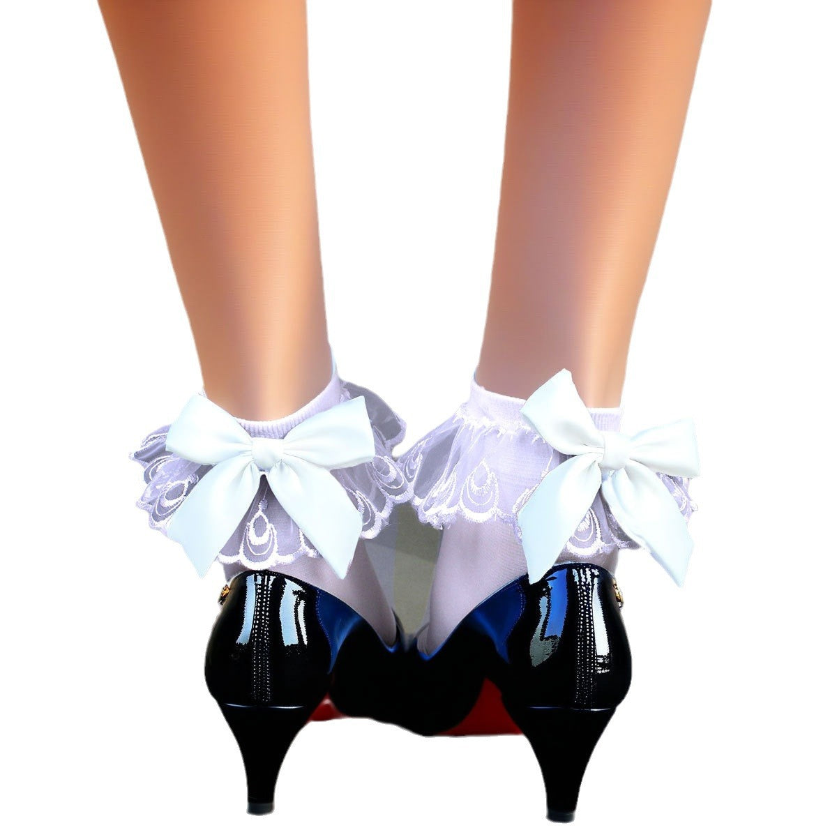 Summer Lace Bow Low-barred Silk Stockings Short Socks for Pretty Girls Student Socks Velvet Medium-thick Short-barred Socks for Women