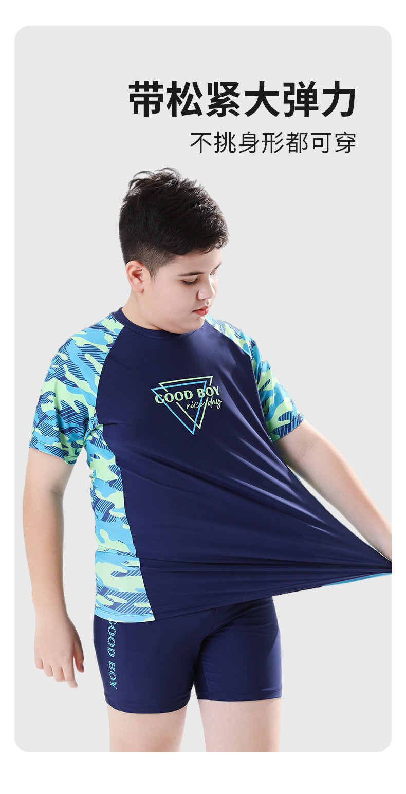 Children's Swimwear Boys' Big Children Split 2025 New Fat Children's Big Children's Hot Spring Swimming Trunks Youth Swimming suit