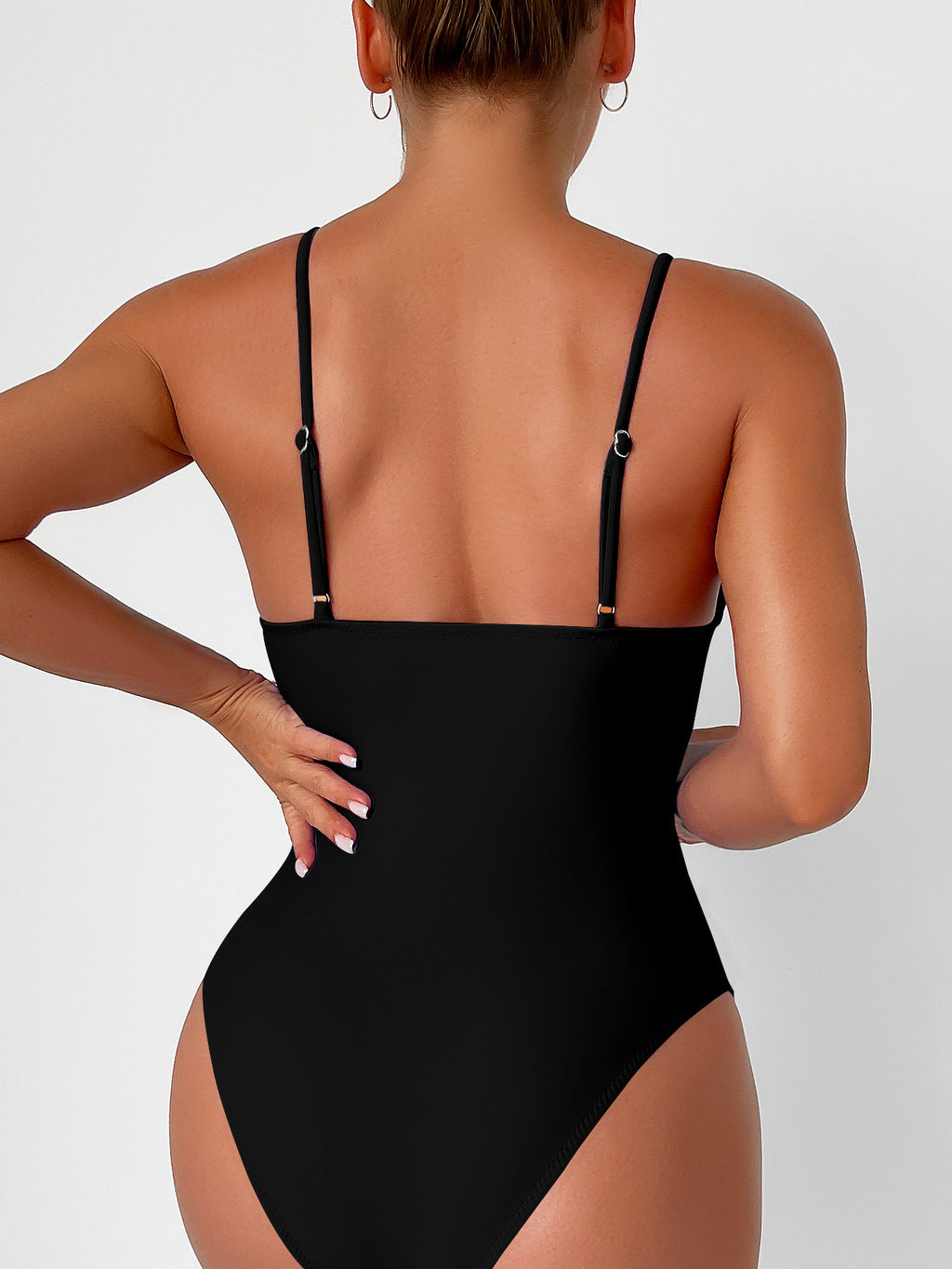 New European and American Solid Color Tight One-Piece Swimsuit Quick-Drying Resort Hot Spring Swimsuit Women's Swimsuit High-End Swimsuit