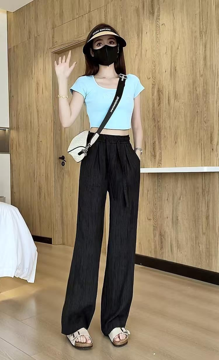 Breathable Anti-Mosquito Pants Yamamoto Pants Women's Thin High-Waist Casual Spring and Autumn Lazy Style Wide-Leg Pants Straight Pants