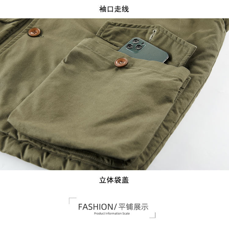 Cross-border Winter New Workwear Vest Men's Cotton-padded Jacket Amazon Cotton-padded Jacket Loose Cotton-padded Jacket Washer Jacket fleece-lined Cotton-padded Jacket