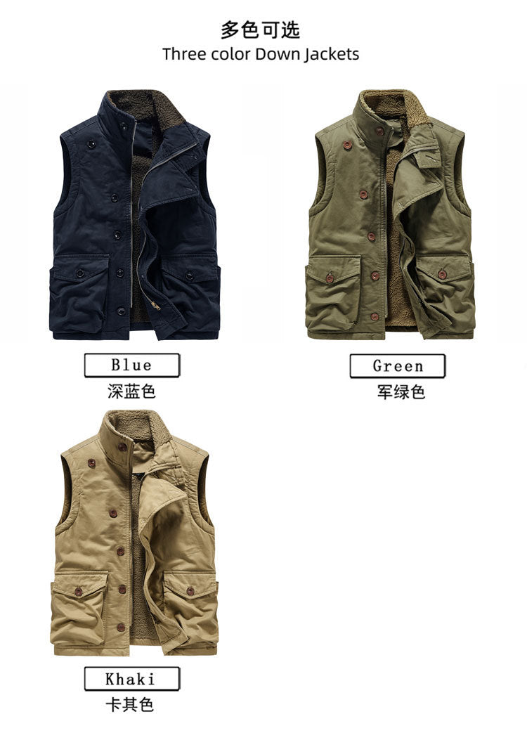 Cross-border Winter New Workwear Vest Men's Cotton-padded Jacket Amazon Cotton-padded Jacket Loose Cotton-padded Jacket Washer Jacket fleece-lined Cotton-padded Jacket
