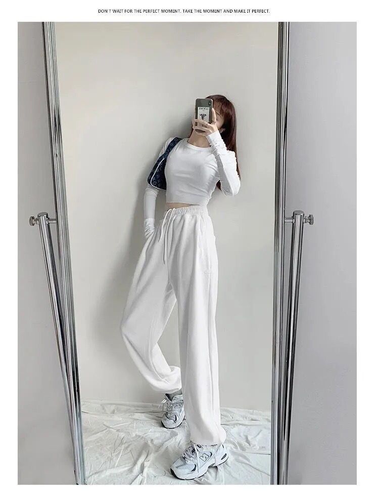 2024 Spring and Summer Thin High Waist American Letter Loose Sports Pants Women's Casual Foot Pants Sweatpants Women's Wholesale
