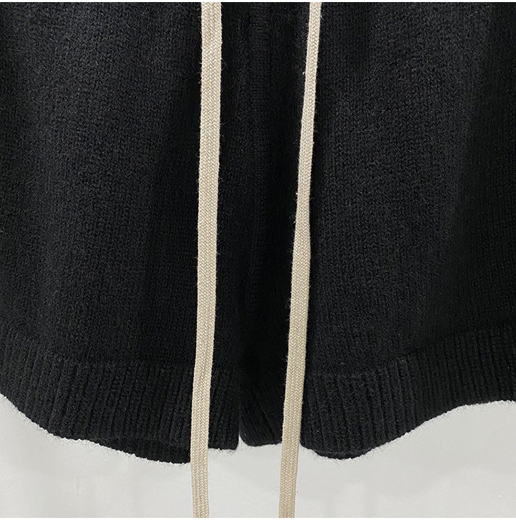 Dark Style Shorts, Fashionable Wool Knit, Comfortable Black and Gray Casual Shorts, Short and Stylish