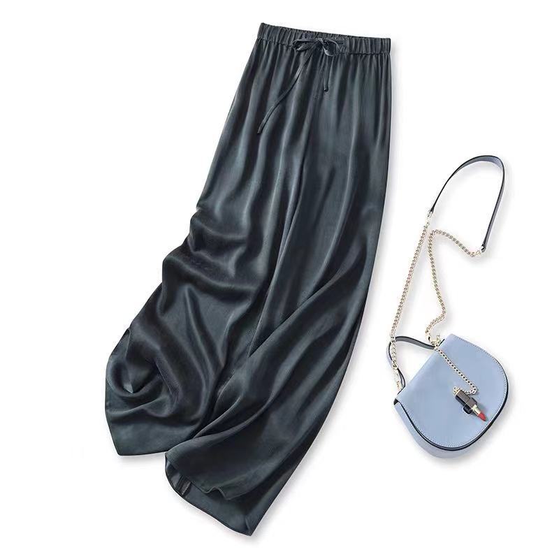 Copper Ammonia Silk Wide-leg Pants Women's Summer 2024 New High Waist Dummy Straight Pants Cool Breathable Casual Pants
