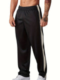 Independent Brand European and American Men's Pearl Cotton Twill Casual Sports Side Stripe Cross-Border High Street Straight Wide-Leg Sweatpants
