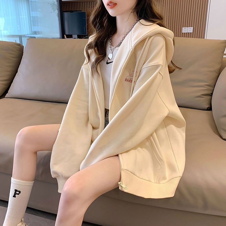 Girls' Embroidered Hooded Cardigan Jacket - Long Sleeve Zip-Up Sweatshirt