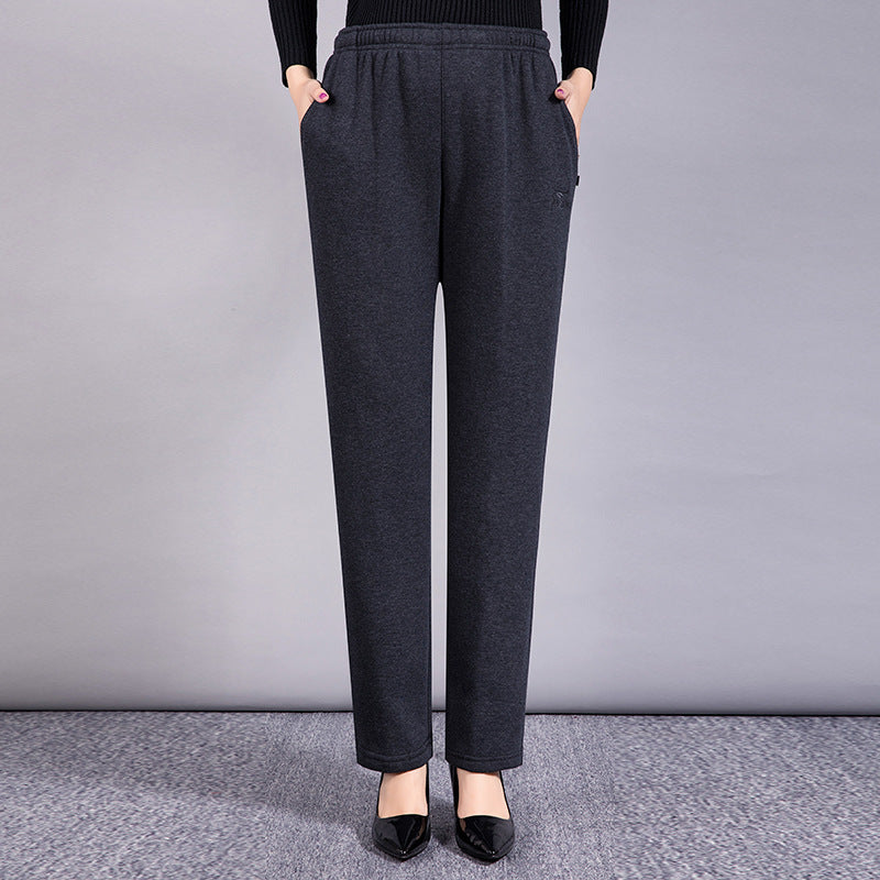 Middle-aged Women's Pants Autumn Thickened Winter fleece-lined Middle-aged Mother's Pants Autumn and Winter Sports Pants Women's Middle-aged Women's Pants