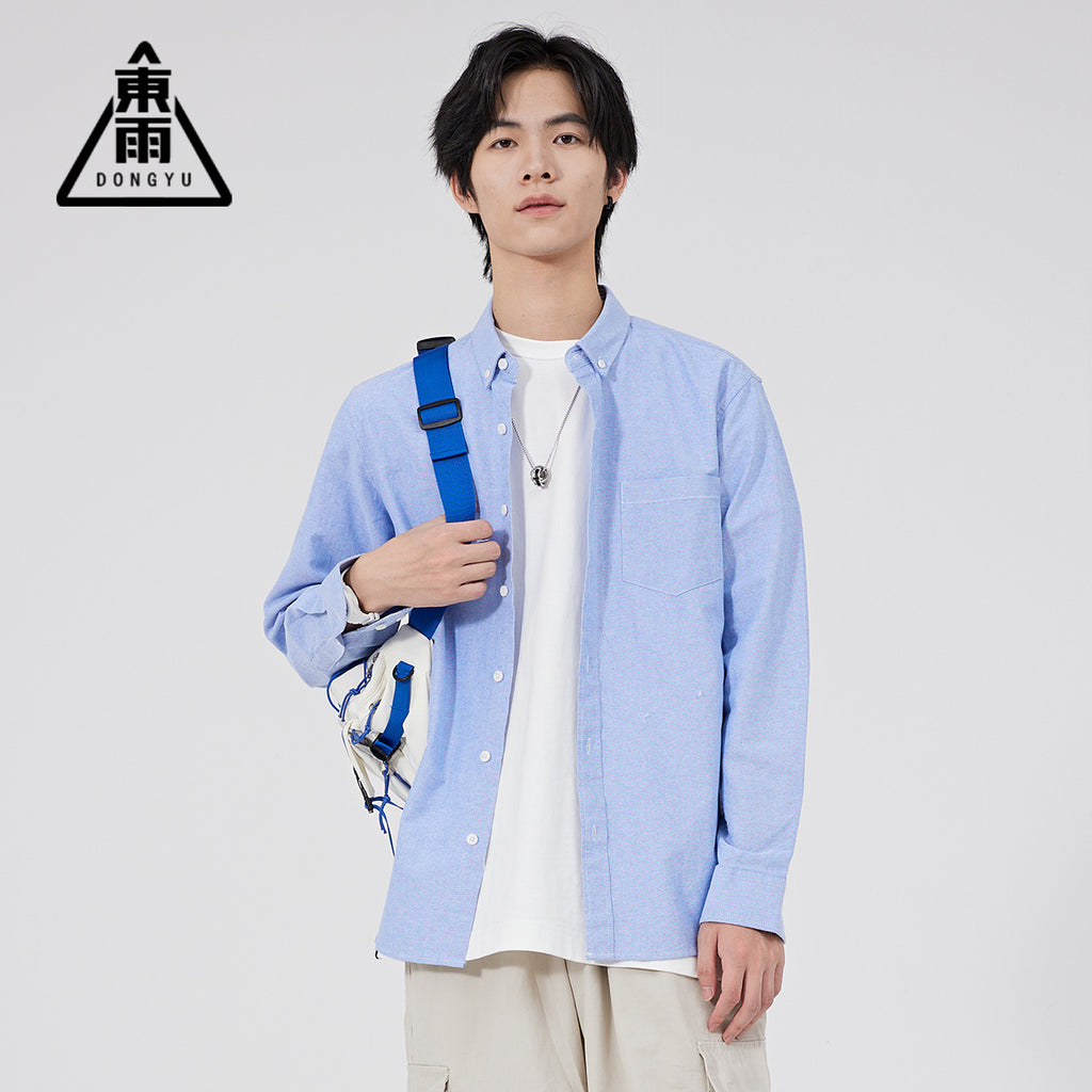 Dongyu Men's Spring and Autumn New Shirt Oxford Spinning Shirt Japanese Style Men's Casual Long Sleeve Cotton Shirt Jacket for Men