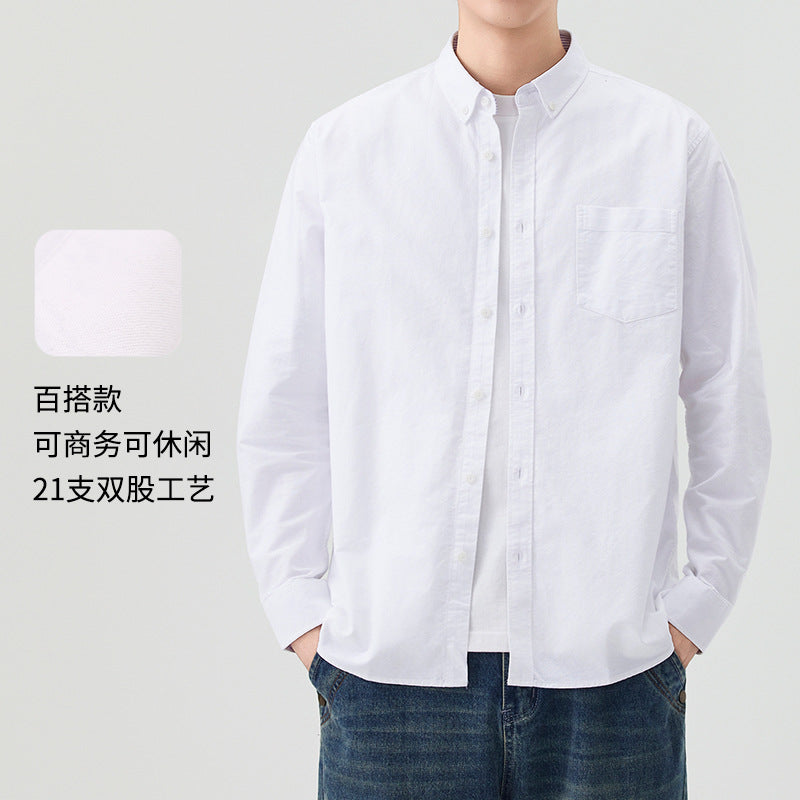 Dongyu Men's Spring and Autumn New Shirt Oxford Spinning Shirt Japanese Style Men's Casual Long Sleeve Cotton Shirt Jacket for Men