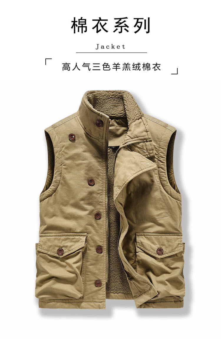 Cross-border Winter New Workwear Vest Men's Cotton-padded Jacket Amazon Cotton-padded Jacket Loose Cotton-padded Jacket Washer Jacket fleece-lined Cotton-padded Jacket