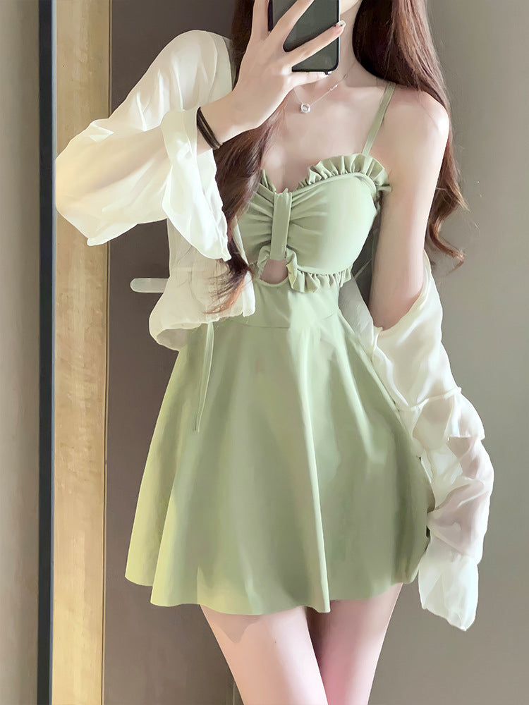 Swimsuit Women's 2025 New Summer Body-Slimming Conservative Skirt avocado green High-end Sexy Hot Spring Swimsuit