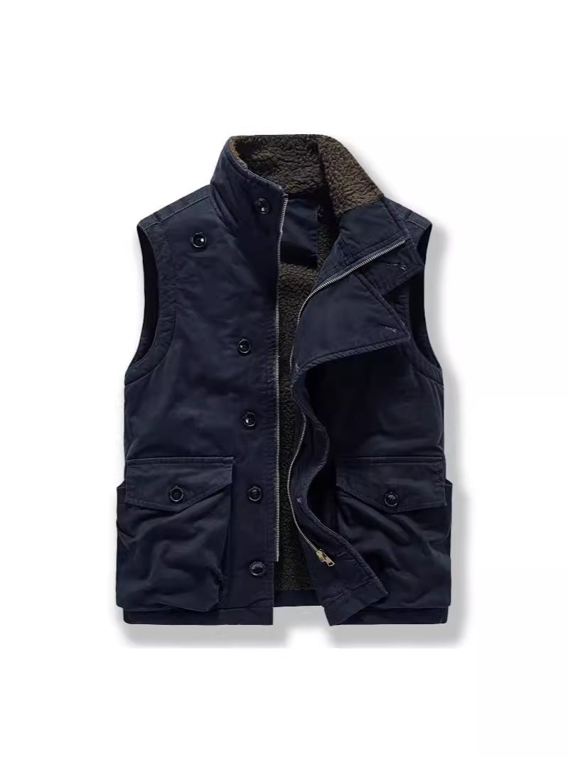 Cross-border Winter New Workwear Vest Men's Cotton-padded Jacket Amazon Cotton-padded Jacket Loose Cotton-padded Jacket Washer Jacket fleece-lined Cotton-padded Jacket