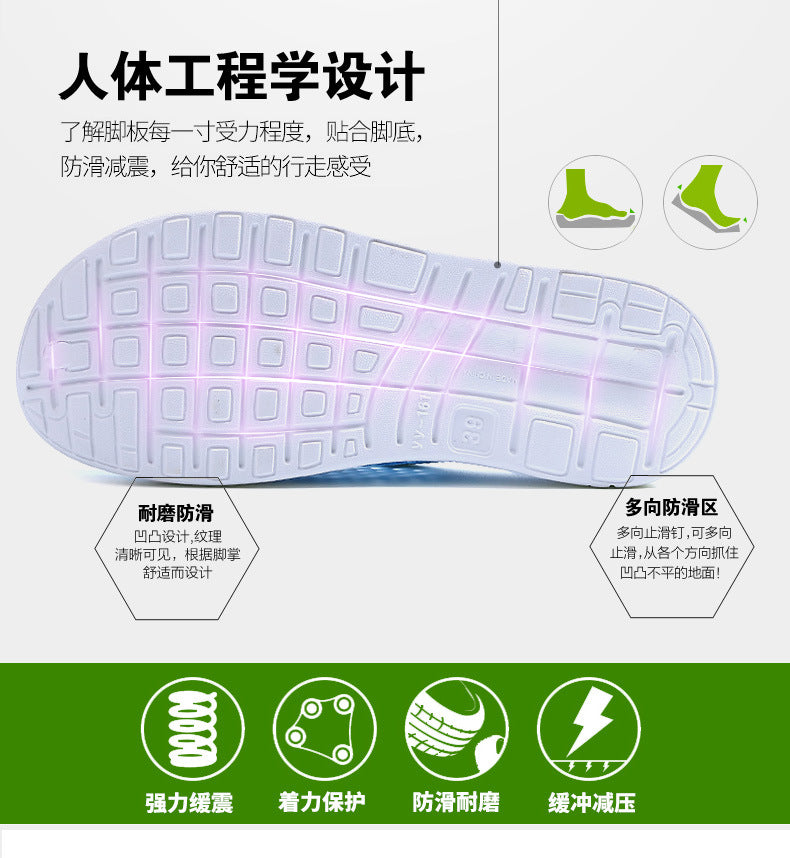 Cross-Border Women's Clogs, Breathable Beach Slippers, Outdoor Non-Slip Flat Heels, Fashionable, Comfortable, Versatile, Breathable and Lightweight