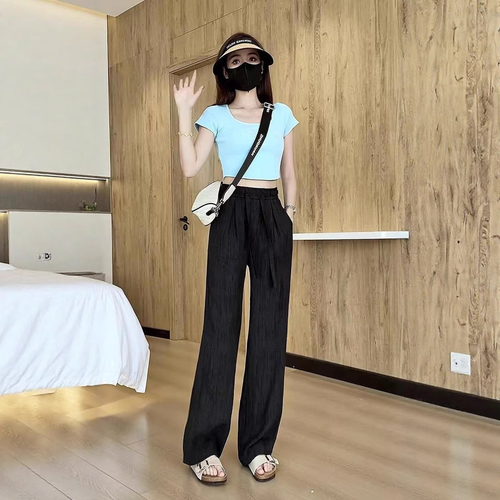 Breathable Anti-Mosquito Pants Yamamoto Pants Women's Thin High-Waist Casual Spring and Autumn Lazy Style Wide-Leg Pants Straight Pants