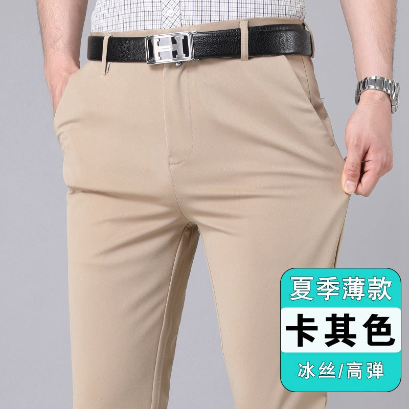 Men's Slim-Fit Casual Straight Trousers - Stretch Non-Ironing