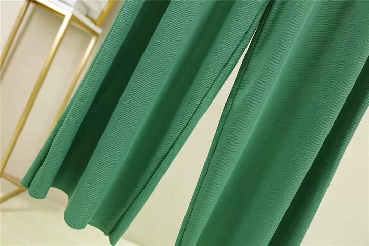 Korean style high waist drawstring lace-up ice silk seamless straight slimming wide-leg pants summer thin draping casual trousers