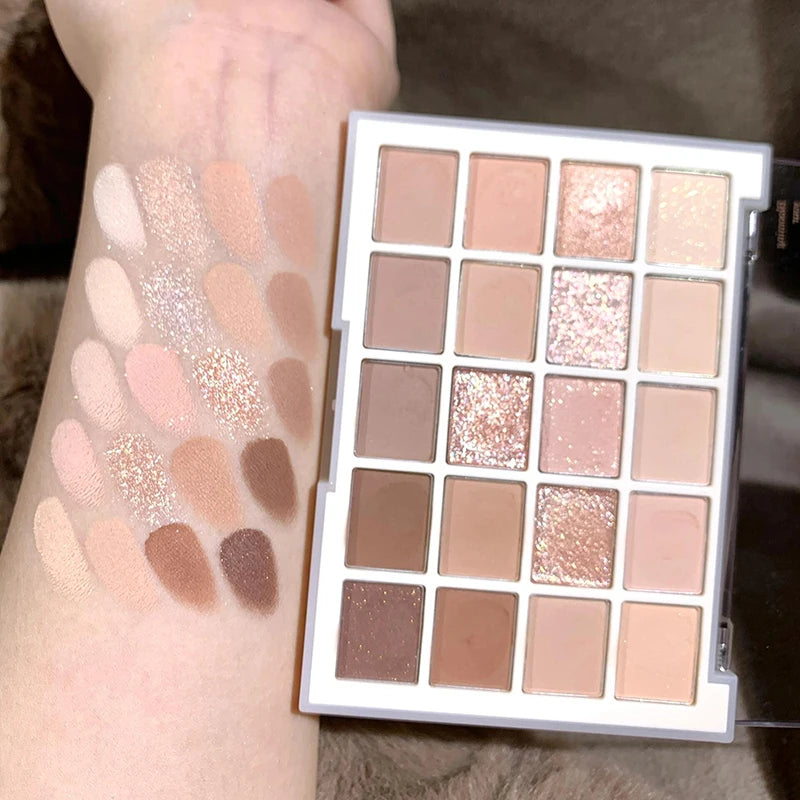 DIKALU 20-Color Korean Low Saturation Eyeshadow Tray Matte Waterproof Brown Pink Eye Shadow Palette Long-lasting Daily Makeup