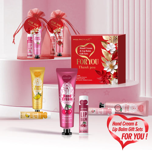 24-Piece Lip Balm and Hand Cream Gift Set with Cards and Bags