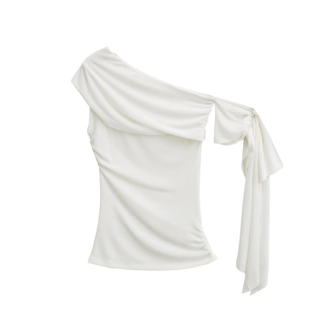 Sweet Sexy Bodycon Short Sleeve T-Shirt Shoulder Bared Pure Color Slimming Top for Trendy Women Summer Thin Fabric Cute Style