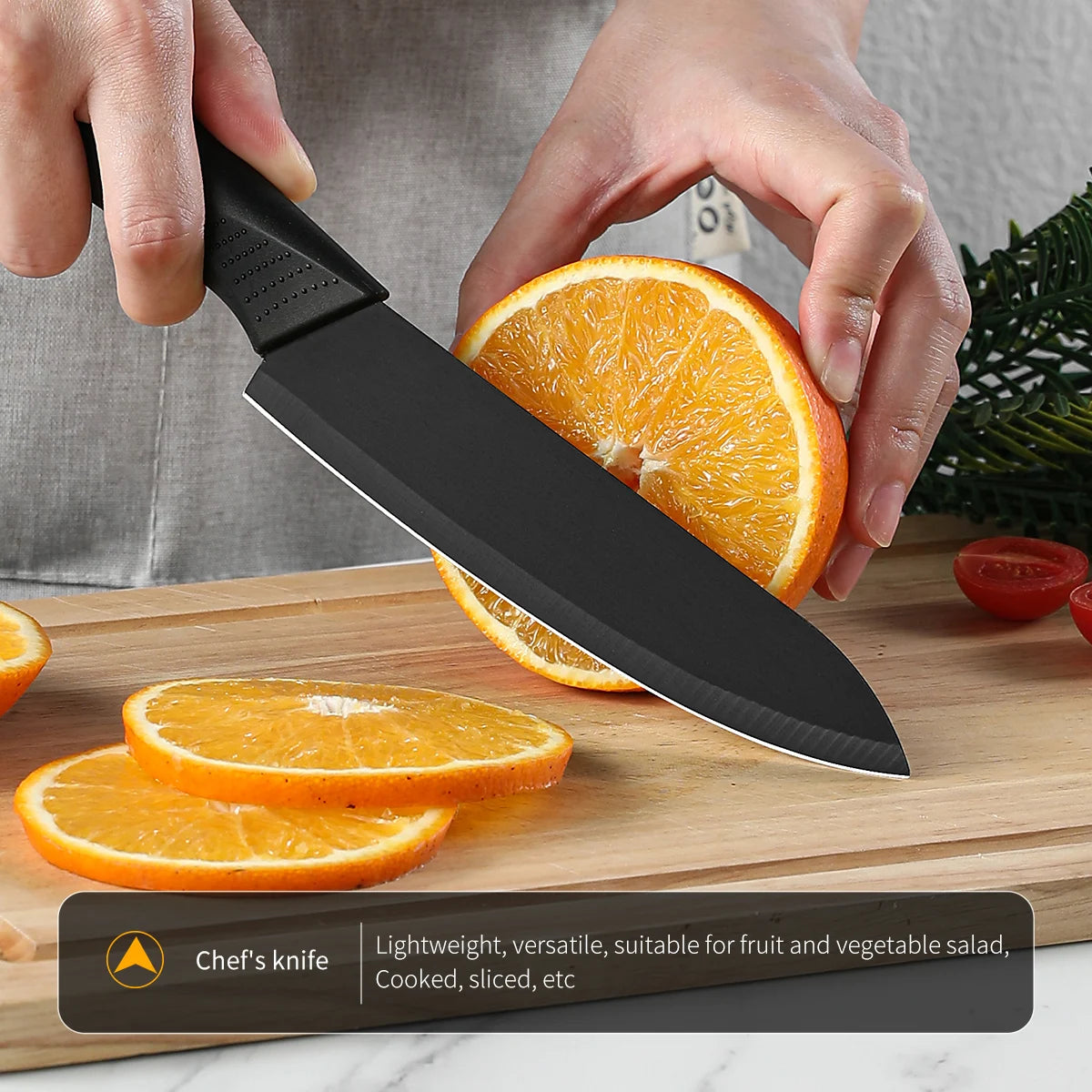 Kitchen knife set, including cleaver, chef's knife, and fruit knife, with knife block, suitable for peeling meat and vegetables
