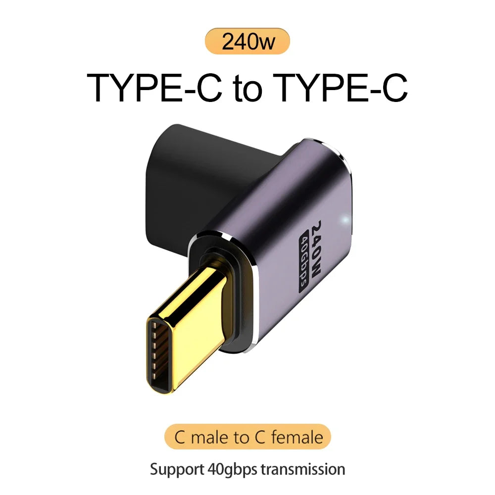 USB 4.0 PD 240W 8K USB-C Adapter – 40Gbps OTG Male to Female Connector