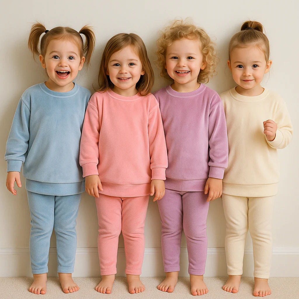 Kids Tales Unisex Velvet Sweatshirt and Pants Set - Thick Fleece