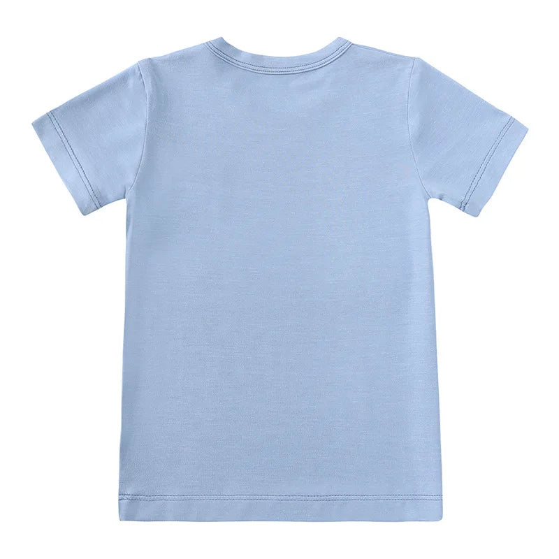 2-Pcs Summer Children's Bamboo Fiber Short-sleeved Shorts Suit Boy Casual Breathable Top Baby Girl Pink Sweet Soft Home Clothes