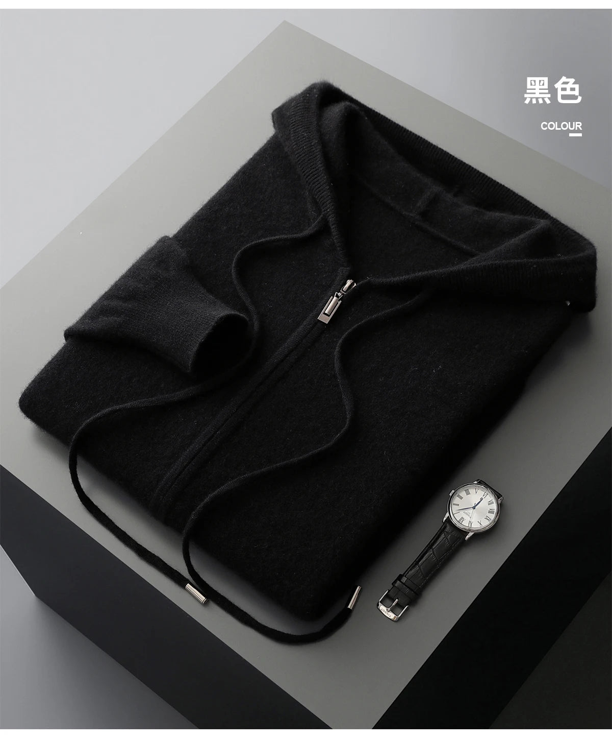 Men's Cashmere Knit Hooded Cardigan Zip Up Sweater For Premium High Quality Warmth And Style