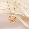 Necklace - Colorful Butterfly Micro-set Zirconia Collar Chain Fashion Pendant Necklace