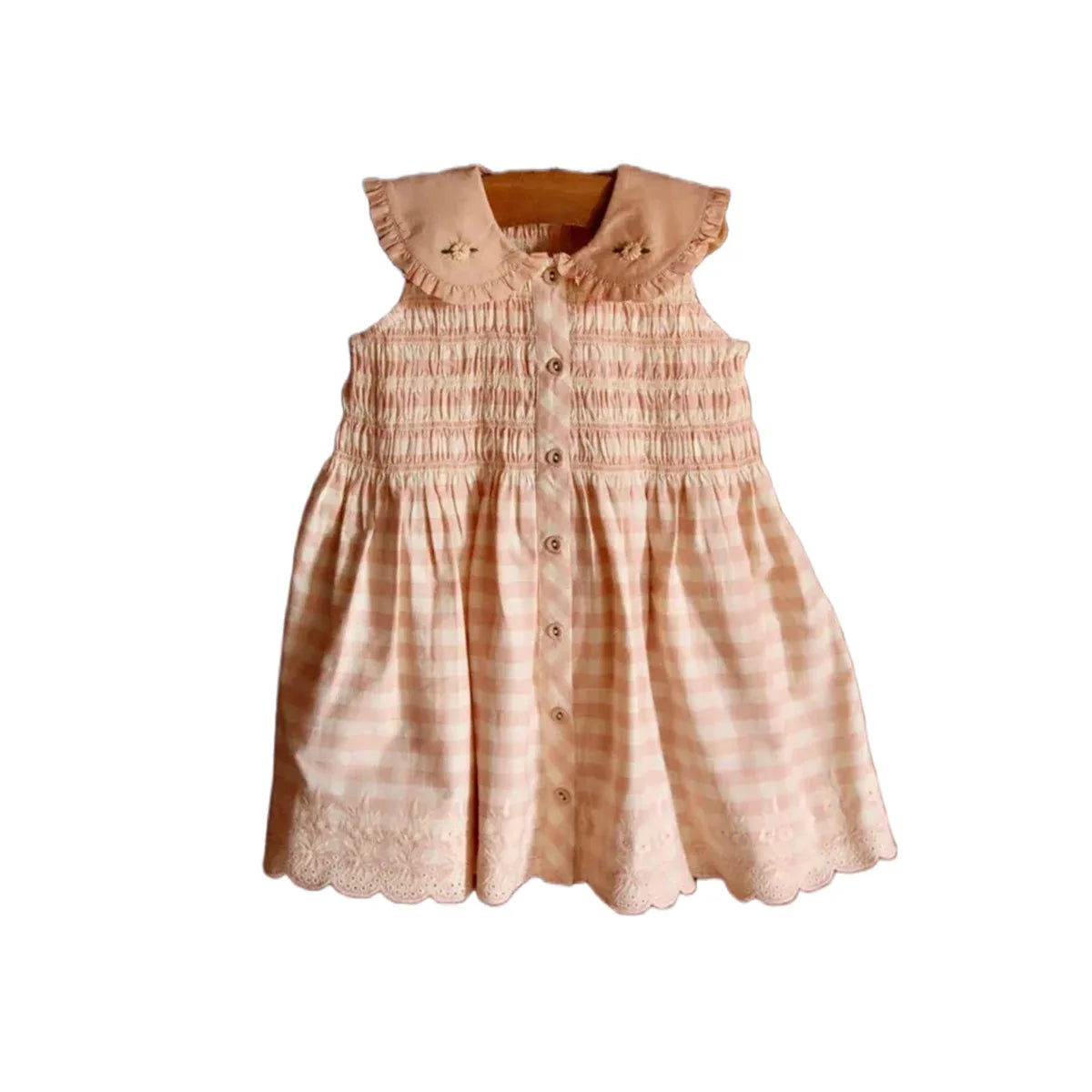 Children's Dress 2026 Summer New Product BD Girls Pastoral Embroidery Wrap Bubble Sleeve Shirt Skirt Princess Dress