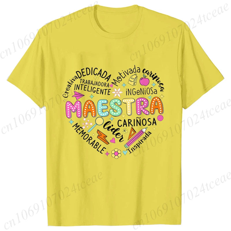 Spanish Maestra Women's T-Shirt Casual Short Sleeve Graphic Tee