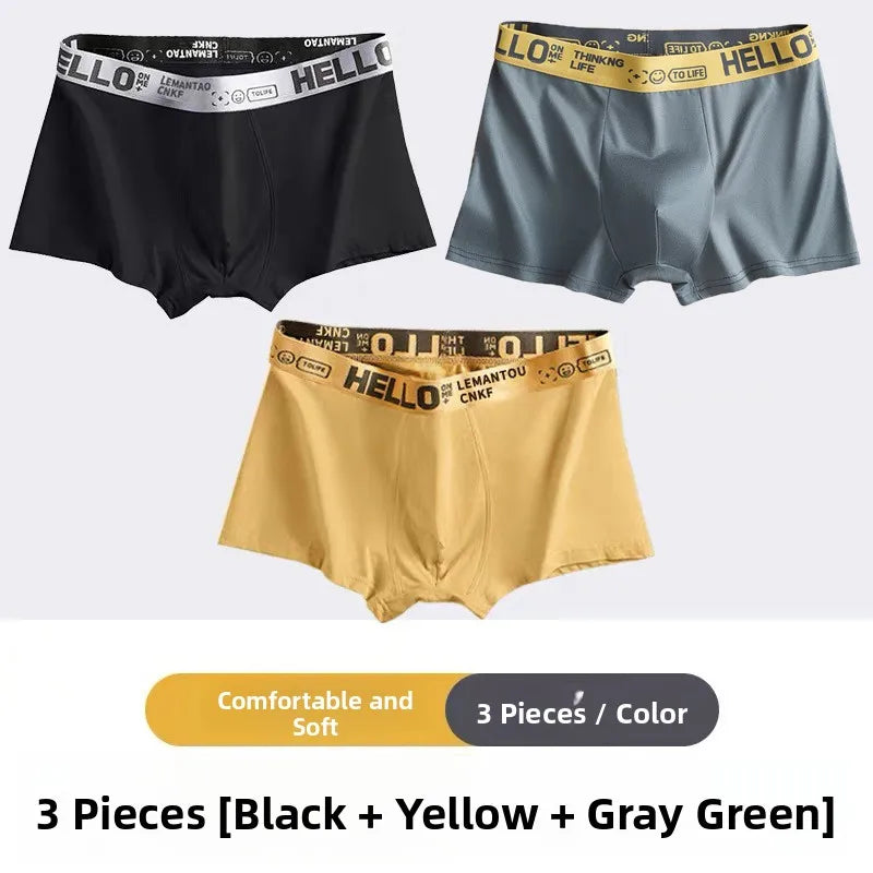 Men'S Mid-Waist Thin Sports Briefs Breathable Comfortable Large Size Boxer Shorts Youth Comfortable Flat Angle Underwear