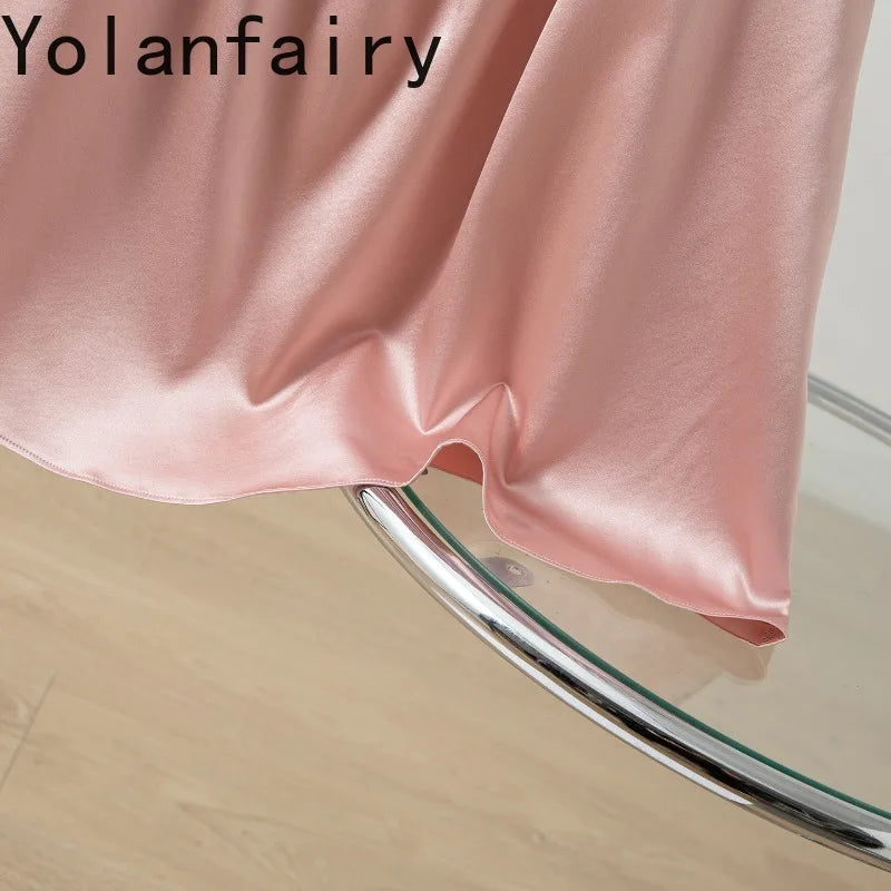 YOLANFAIRY 93% Real Mulberry Silk Pajamas for Woman 2026 Spring Summer High-end Sets Woman 2 Piece Short Sleeve Pijamas De Mujer