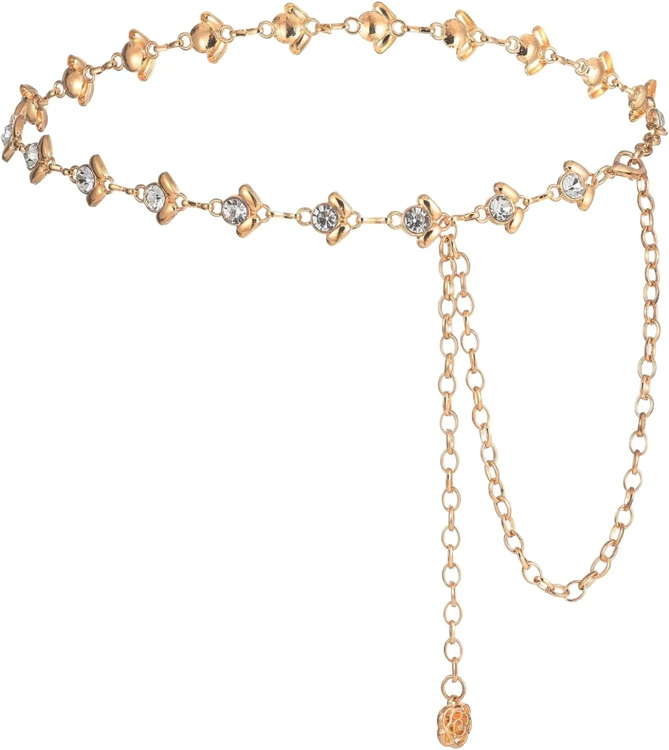 Metal Chain Belt For Women'S Cowgirl Western Country Chain Belts Adjustable Concho Belt For Sweaters Dresses Jeans