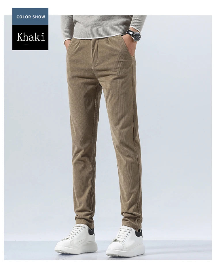 Autumn and Winter Men's Corduroy Trousers New Men's Clothing Stretch Slim Fit Casual Pants Fashion Mens Business Work Pants