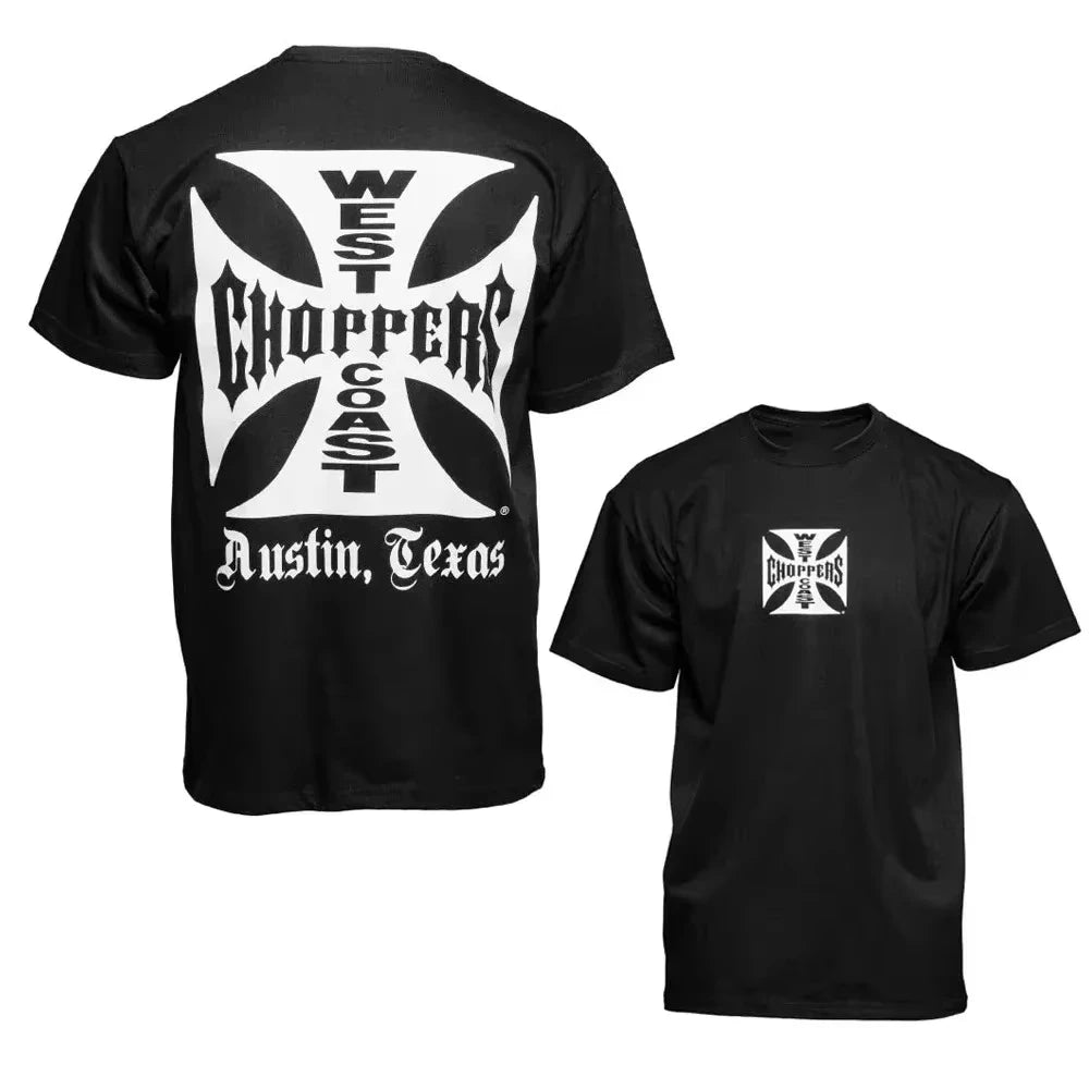 Retro Biker Cross Graphic T Shirt Men Women'S Black Cotton Oversized Short Sleeve Streetwear Casual Motorcycle Style Tee Tops