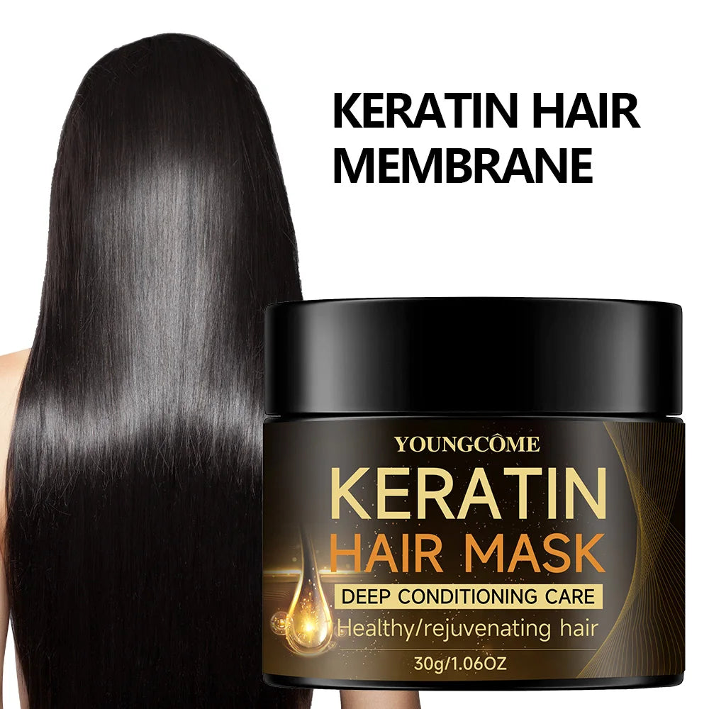  YOUNGCOME Keratin Hair Mask Moisturizer Conditioner Soft Smooth Frizz Damaged Hair Care Repair Hair Restore Shine Hair Mask