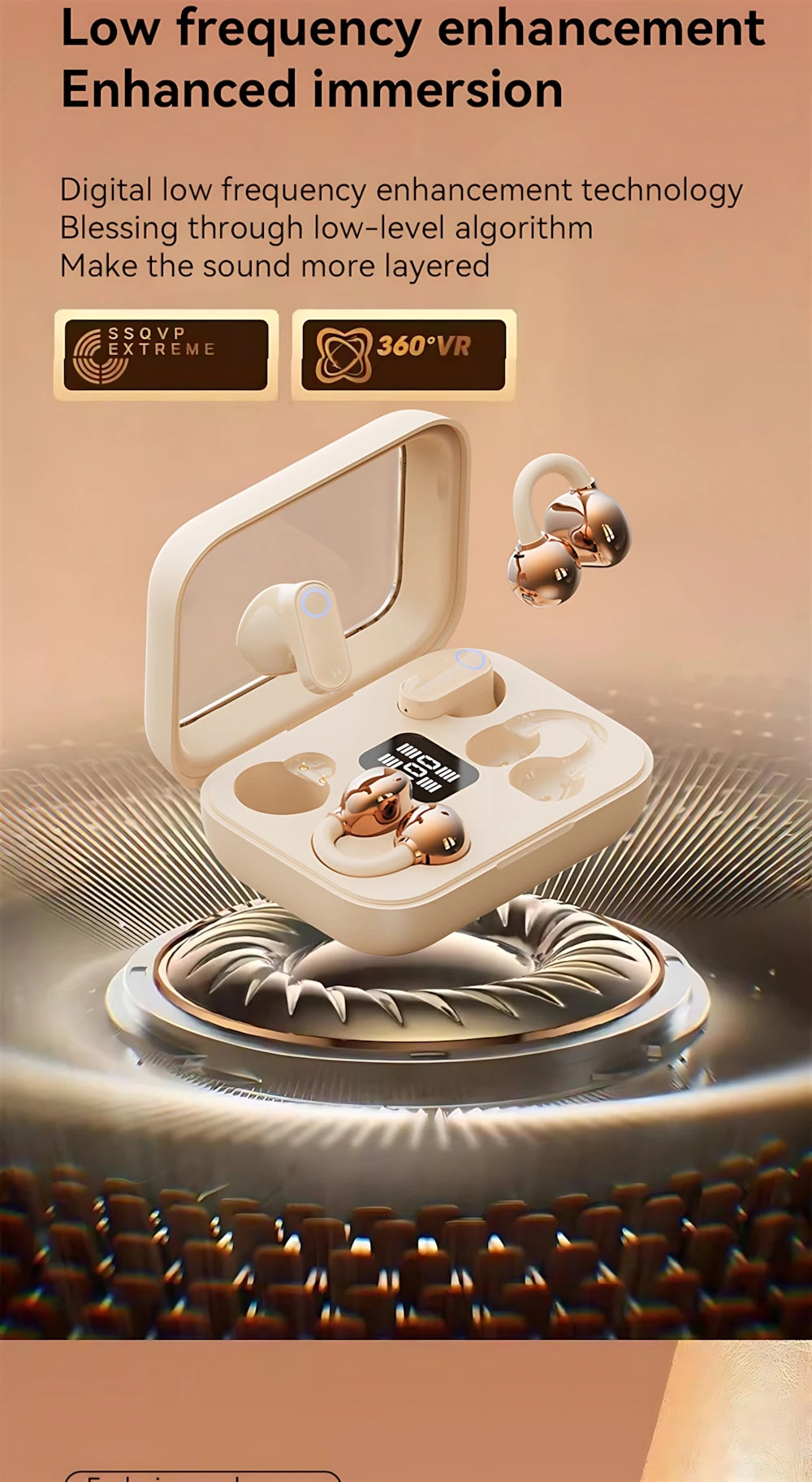 Twin Earphone Open In-ear Type HIFI Bass 2in1 Low-Latency Game Headset High-definition Electric Quantity Digital Display Earplug