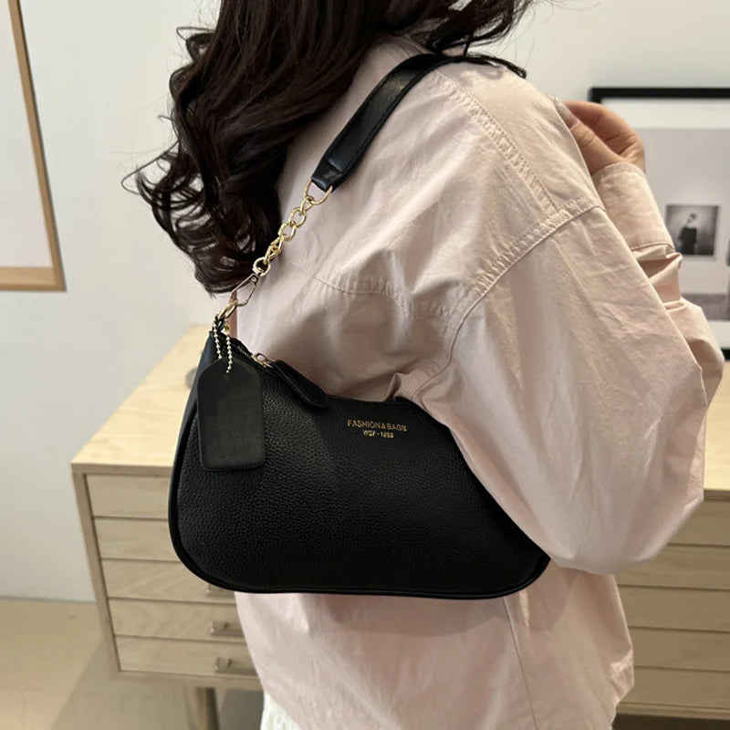 Crossbody Bag for Women Adjustable Strap Crescent Shoulder Bag PU Leather Zipper Closure Casual Handbag for Work Travel
